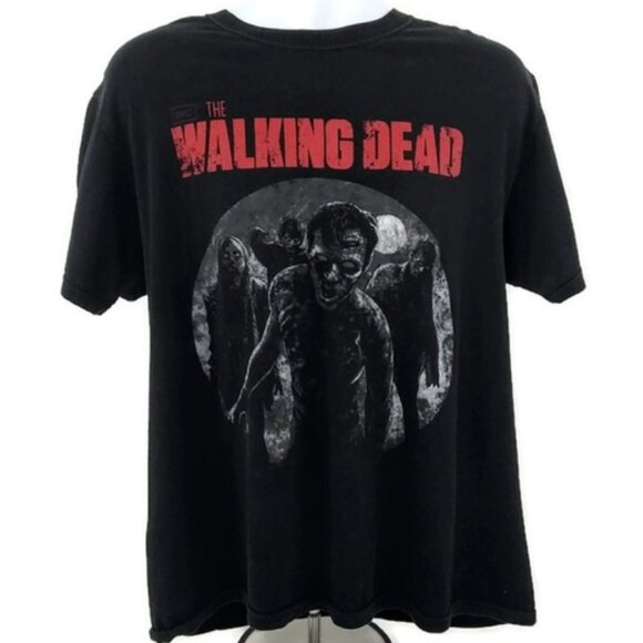 Walking Dead Men's T-Shirt Fruit of Loom Black Short Sleeve Large - Picture 1 of 5
